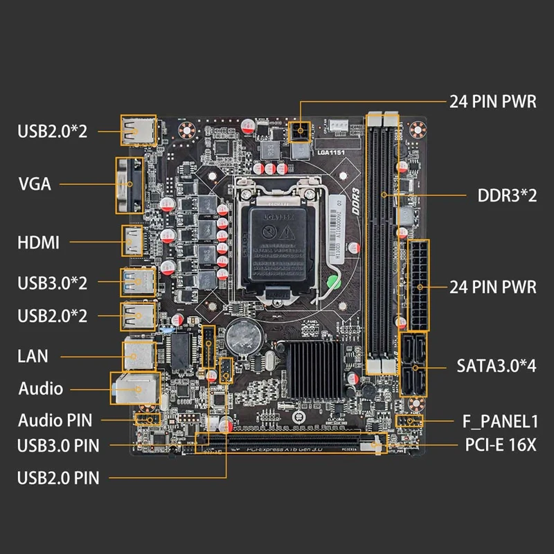 

H110 Gaming Motherboard D3 32G LGA1155-Pin I3/I5/I7 and Arena, Pentium Series 6/7/8/9 Generation 2133/2400/2600MHz