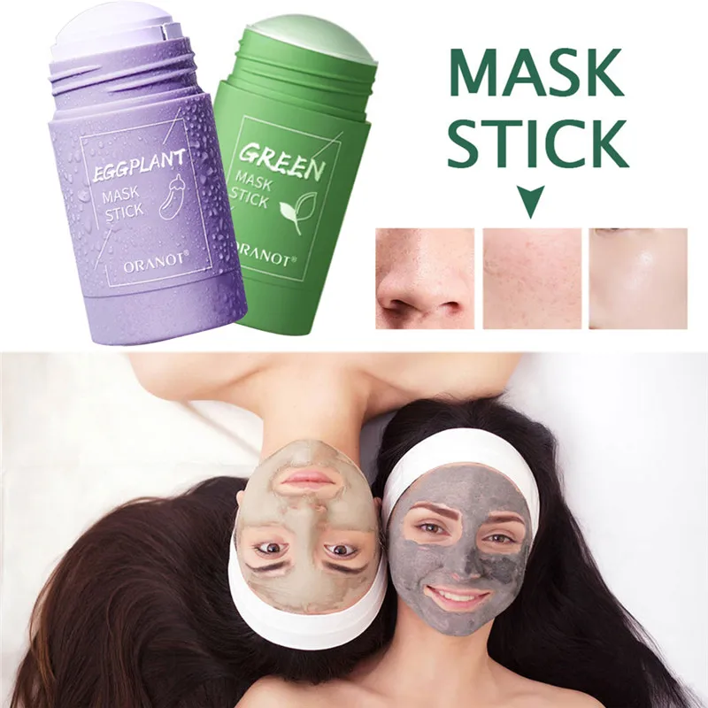

Green Tea Cleansing Solid Mask Purifying Clay Stick Mask Oil Control Anti-Acne Eggplant Whitening Beauty Facial Skin Care