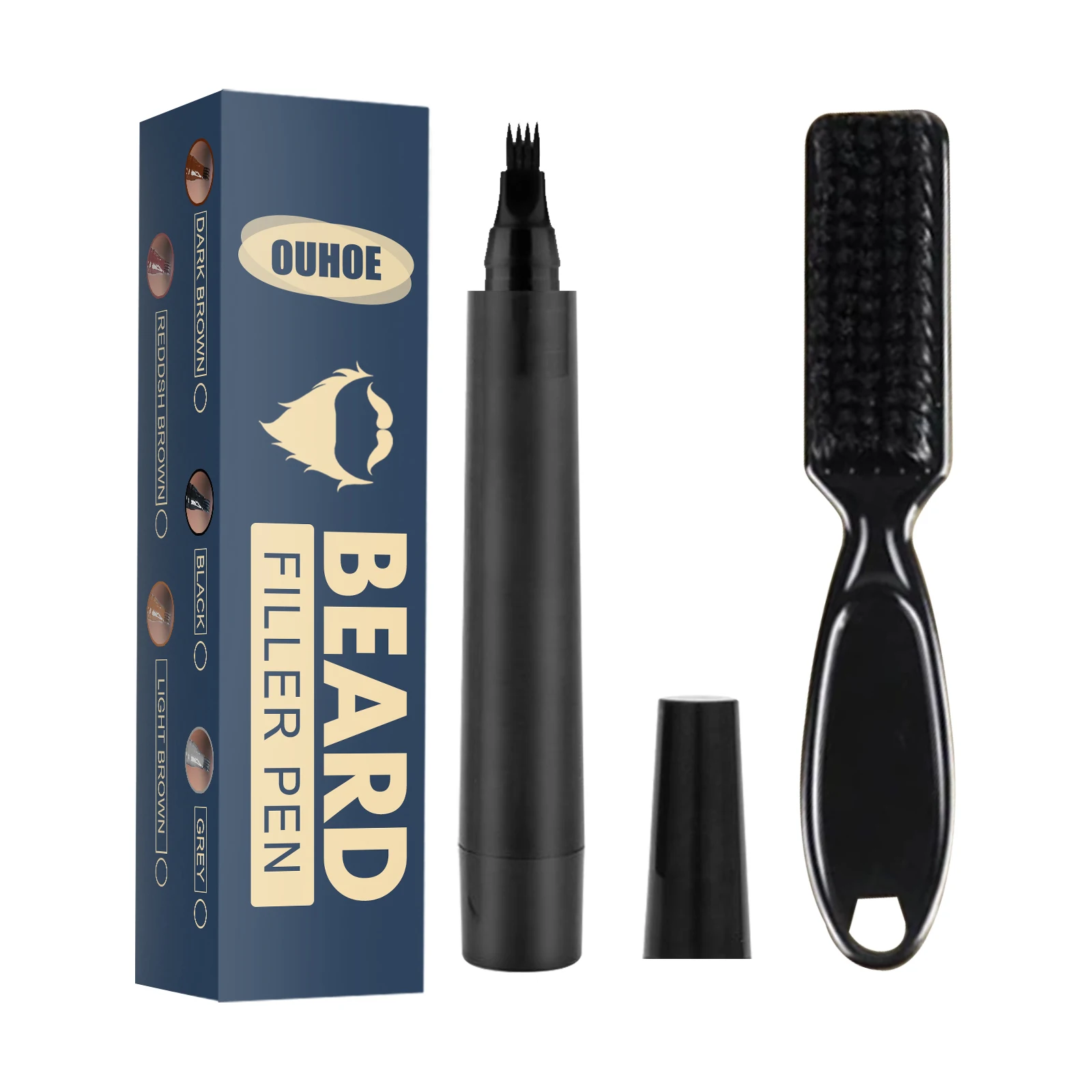 

Four-prong Beard Pencil Filler Beard filling Pen Kit Barber Pencil With Brush Salon Facial Styling Male Mustache Repair Shape