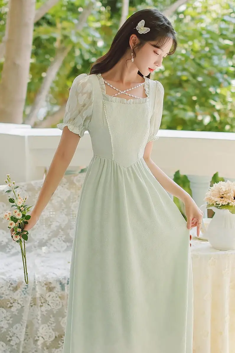 

COIGARSAM Women Long dress Dresses Light Green Y1509