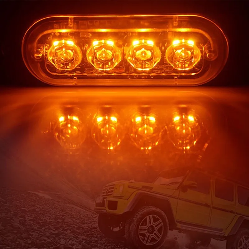 

4LED Car Strobe Warning Light Grill Flashing Breakdown Emergency Light Car Truck Trailer Beacon Lamp LED Side Light For Cars