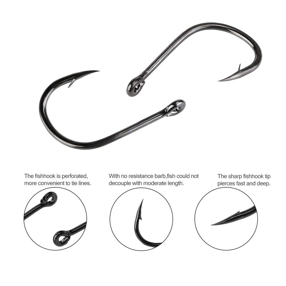 100pcs Fishing Hooks Set Carbon Steel Single Circle Fishhook Fly Jip Barbed Carp Sea Tackle Accessories | Спорт и развлечения