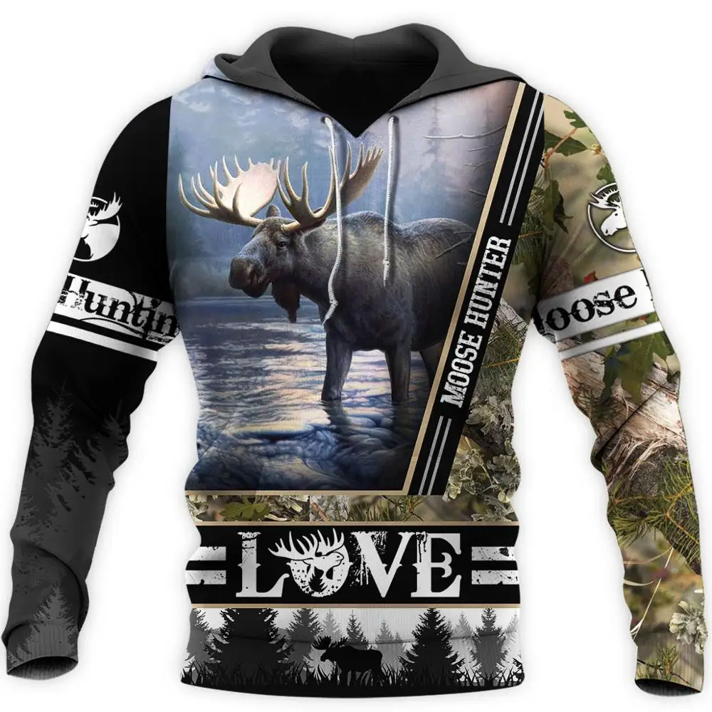 Мужская толстовка с капюшоном Love ELK Hunter Повседневный пуловер в стиле Харадзюку