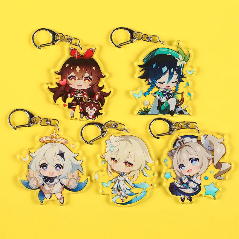 

Anime Keychain Genshin Impact Venti Paimon Zhongli Diluc Klee Man Key Chain for Women Accessories Cute Bag Pendant Key Ring Gift