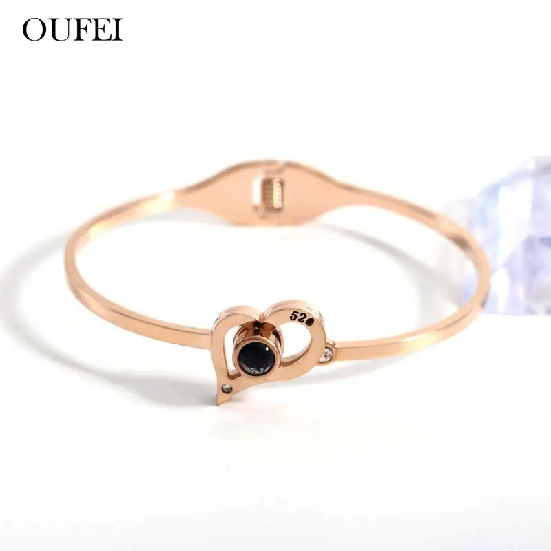 OUFEI Розовое Золото Браслеты с сердцем браслеты для влюбленных ювелирные изделия