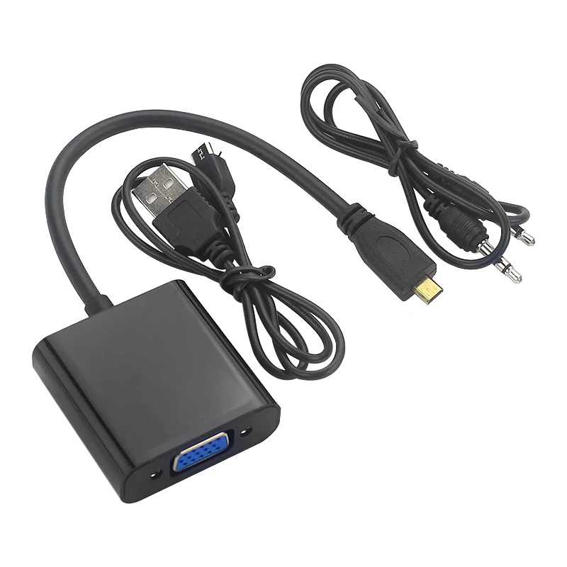 

Кабель-адаптер Micro-HDMI на VGA, 1080P, видеопреобразователь с аудиоразъемом, кабель питания USB для камеры Raspberry Pi 4