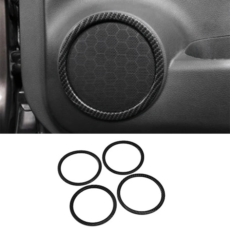 

4Pcs for Nissan X-Trail 14-19 Carbon Fiber Side Door o Speaker Cover Decorative Circle Ring Cover Trims