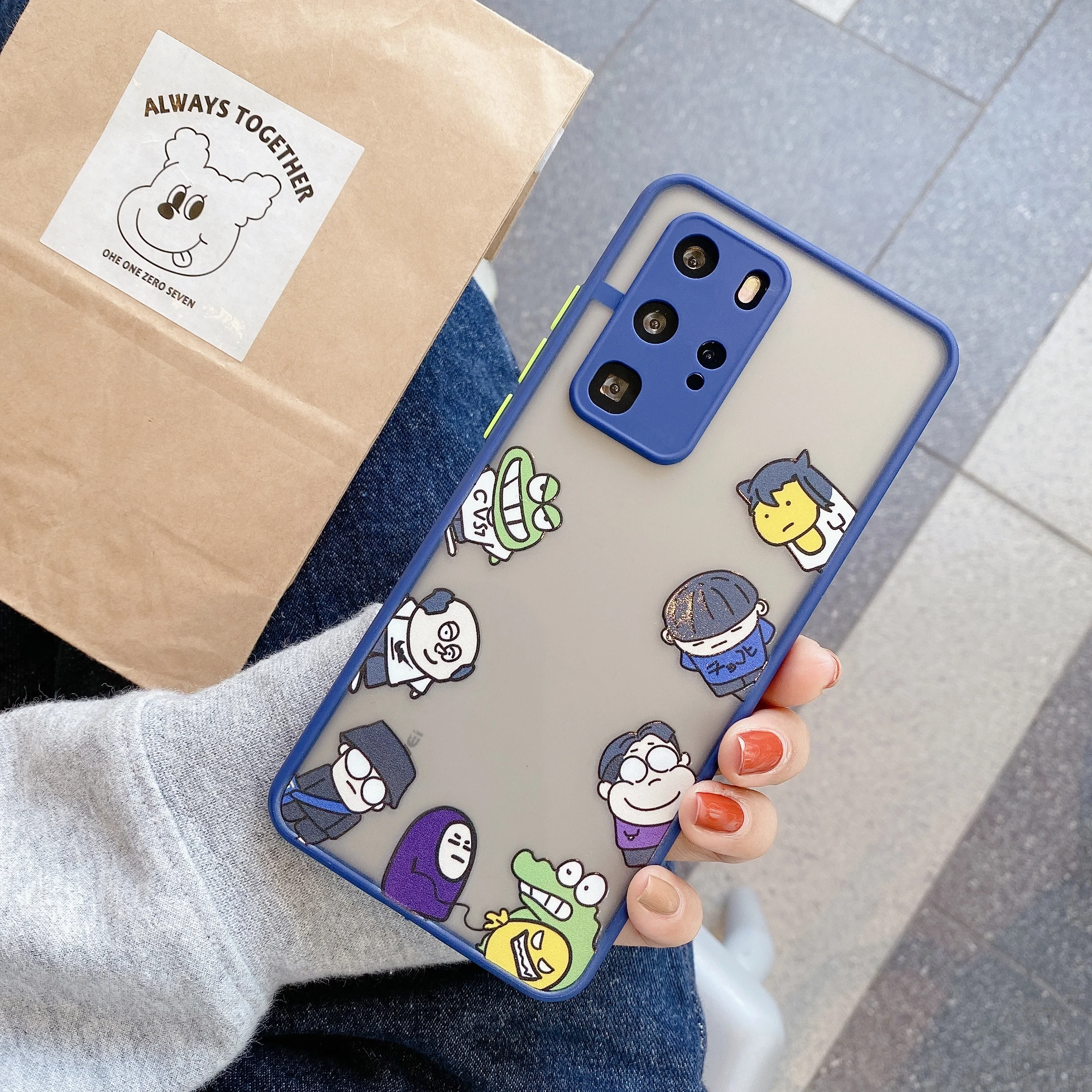 

cute Cartoons anti drop phone case for iPhone 12 11 pro Max x xs xr 7 8p huawei mate40 p30 pro shell Matte Protection hard cover