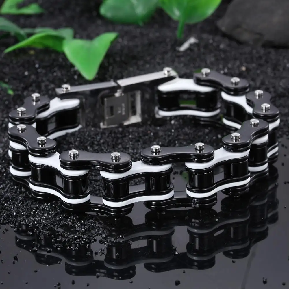 

Cool Men's 316L Stainless Steel Bracelet Bicycle Biker Chain Bracelet Bangle Jewelry 16mm*8.66inch