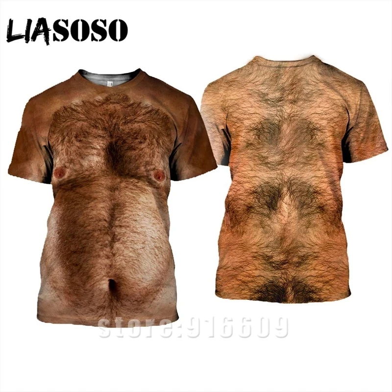 Футболка LIASOSO с 3D принтом на груди для мужчин и женщин Облегающая рубашка уличная