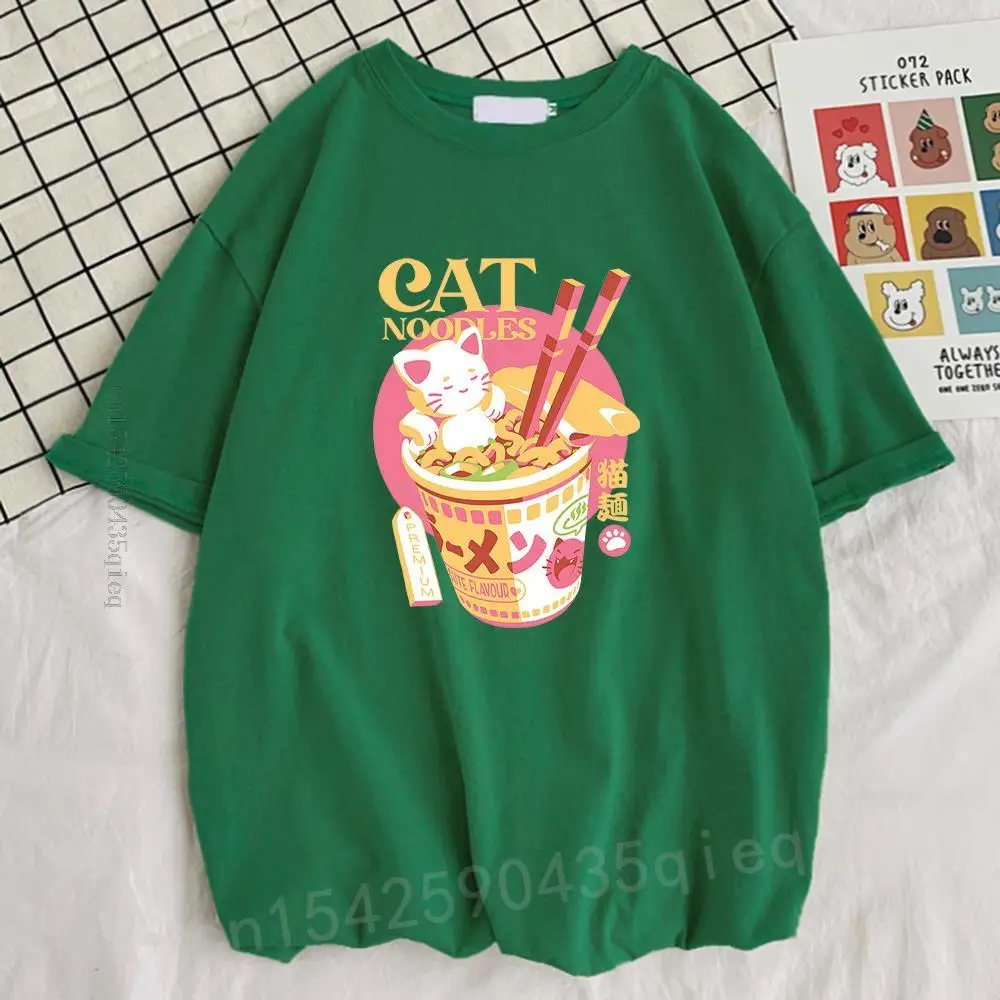 

Delicious Adorable Cat Noodles Printed Man Tshirts Street Vintage Tshirt Funky T Shirts Style Big Size Mens Tee Shirt