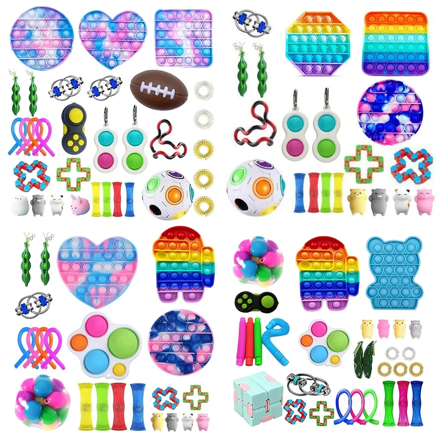 

Fidget Toys Pack Anti-Stress Toy Set Stress Relief Gift for Adults Girl Children Sensory Antistress Relief Figet Toys Box TOP
