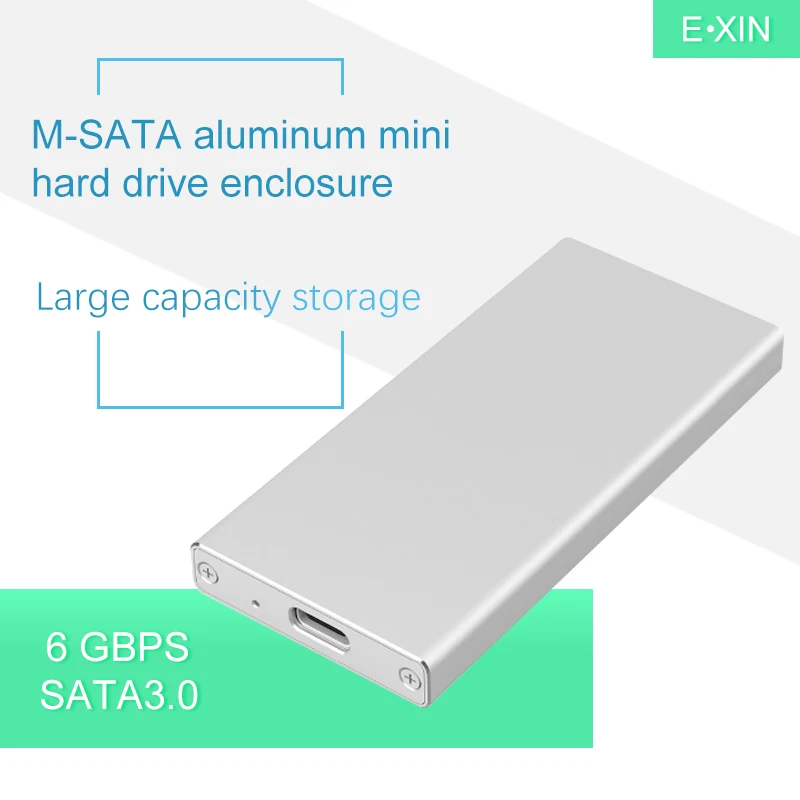 Новый алюминиевый корпус usb 3.1 Type C mSATA SSD USB3.0 чехол для винтовое крепление с