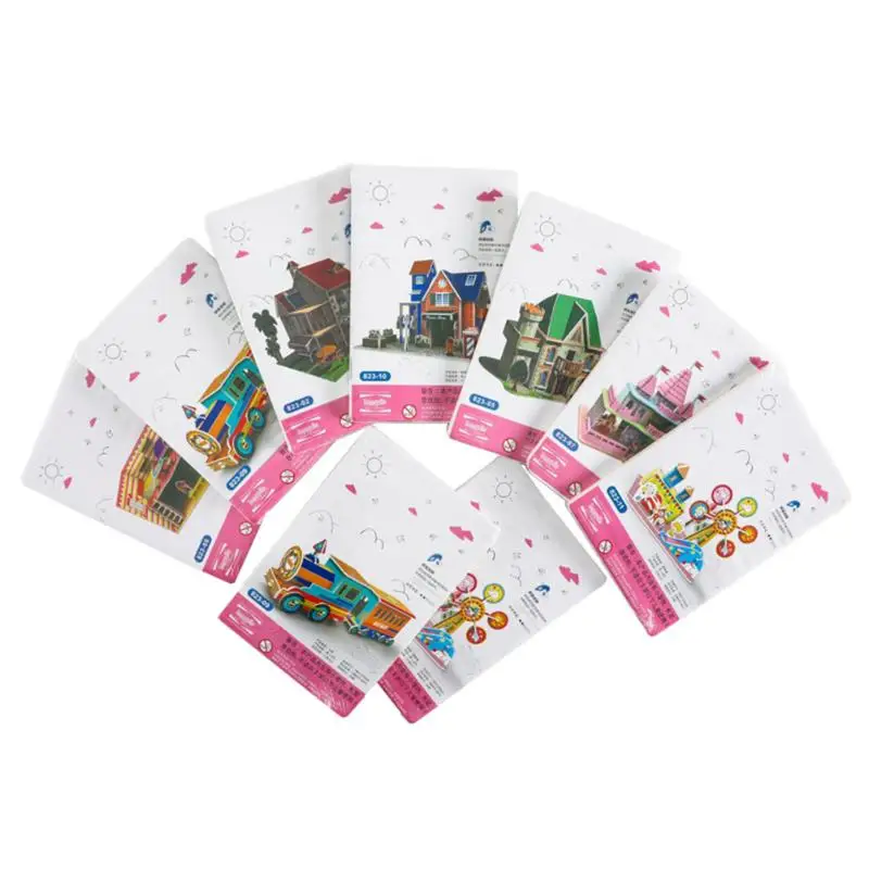 

3D DIY Puzzle Jigsaw Cartoon Castle House Assembly Craft Early Learning Educational Toys for Children Kids Gifts