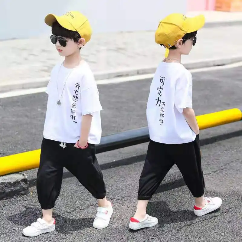 От 1 до 12 лет летний костюм для мальчиков 100% хлопок китайский принт детская одежда