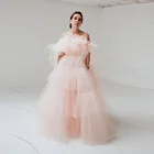 2020 персиковые Розовые Красивые тюлевые вечерние платья с оборками многоярусные длинные платья Пышное женское платье-пачка Vestidos Da Donna
