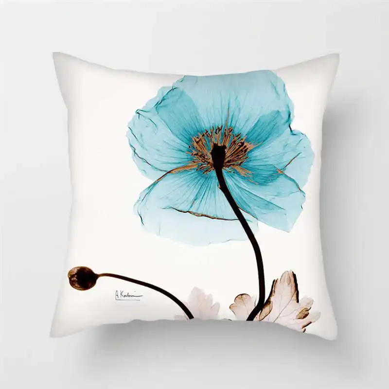 Декоративная подушка чехол с цветочным узором 45*45 см Подсолнух лотос Лилия Роза