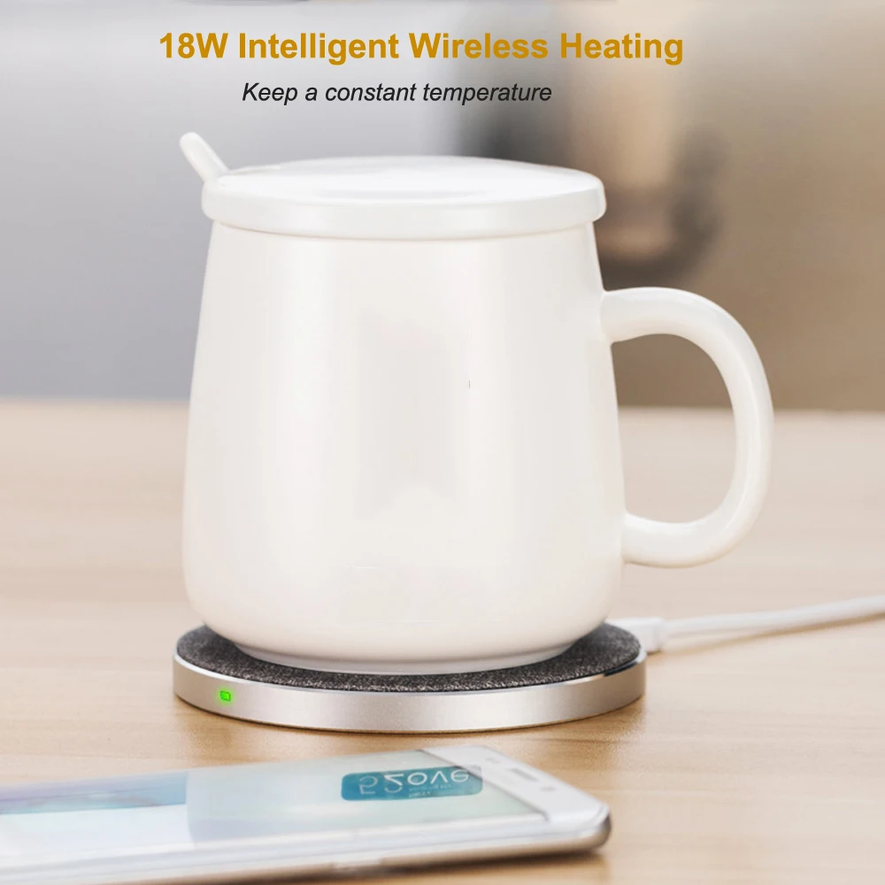 Беспроводное зарядное устройство подогреватель чашки кофе QC 55 градусов по Цельсию с постоянной