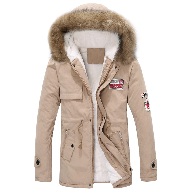 

Pop drop shipping new arrivals Vogue men winter jacket hooded fur collar military overcoat 2XL 3XL 4XL JPCL06