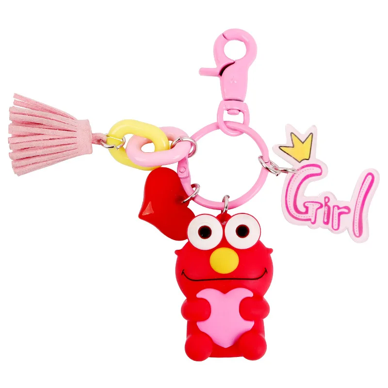 Милый брелок Kpop аниме с кисточкой мультяшный Elmo женский для ключей автомобильных