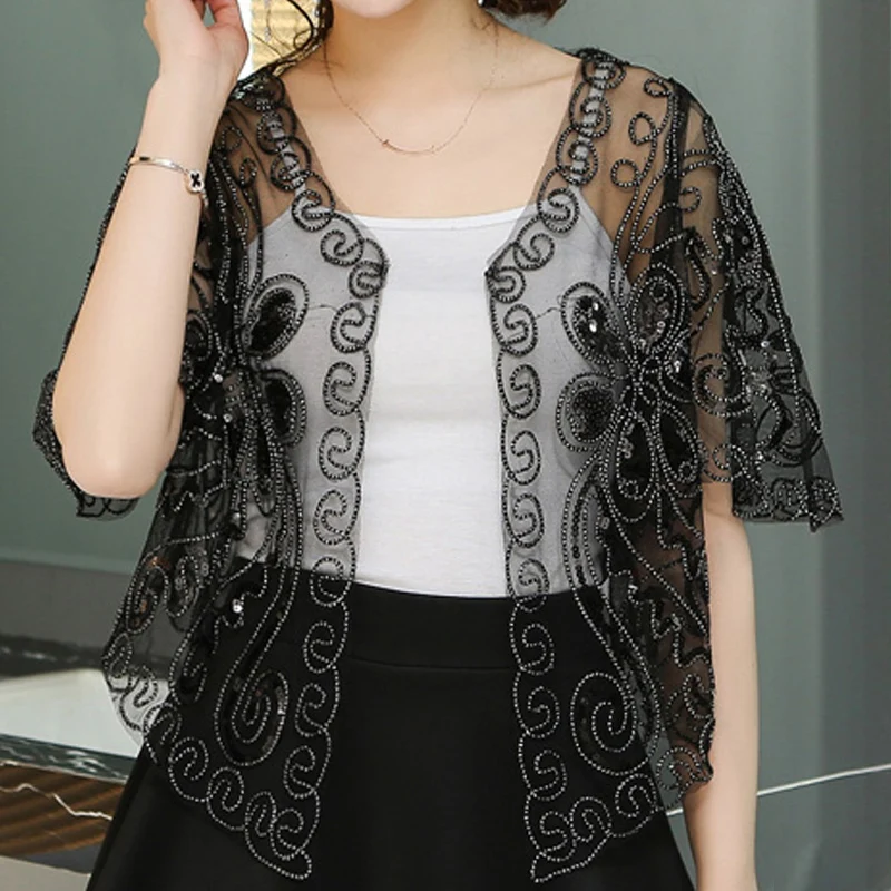 

Blouse Women Blusas Mujer De Moda 2021 Verano Short Sleeve V-neck Hollow Lace Blouse Shirt Top Cardigan Women Blouses Blusa D489