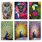 Алмазная живопись 5D с полным покрытием стразами, Набор для вышивки крестиком, Сова, павлин, животное, бриллиантовая вышивка, строительный подарок
