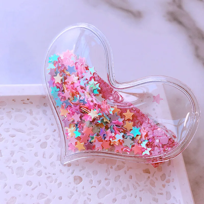 Детские заколки для волос 1 шт. пластиковые яркие цвета прозрачные звезда сердце