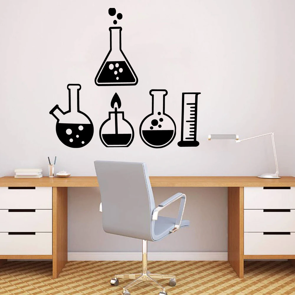 

Removable Chemical Equipments Wall Art Decal Wall Stickers For laboratory Room Pvc Material Vinyl Mural School Wallpaper Mural