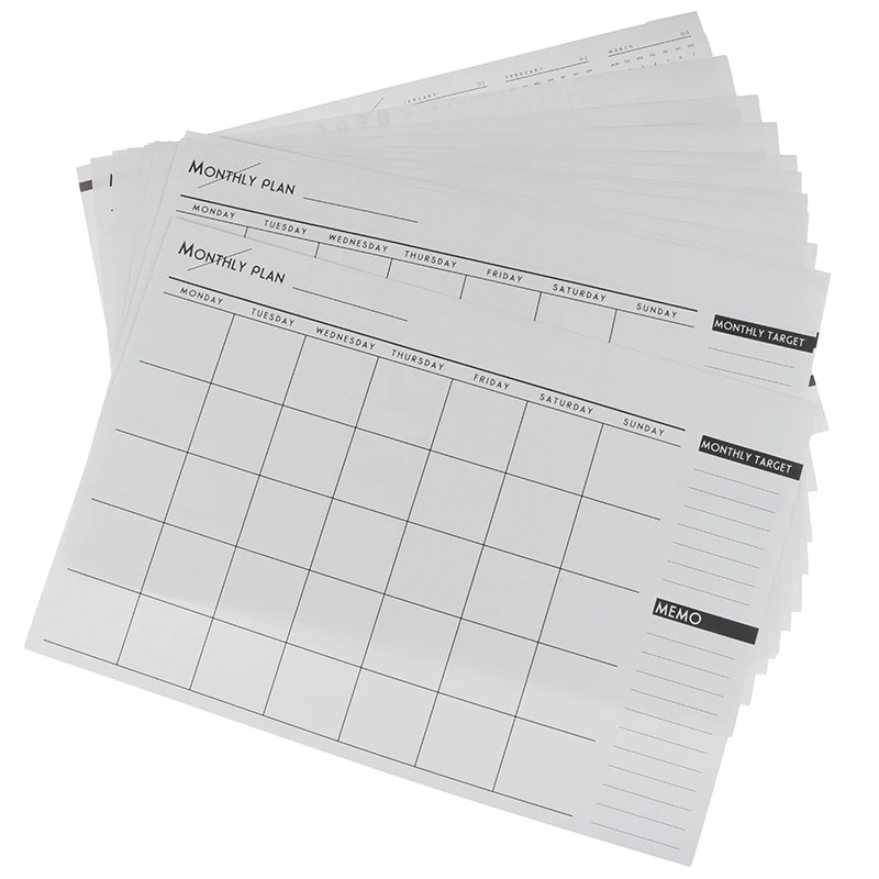 Месяцев дневник персональный ноутбук планнеры и органайзеры, Бизнес офисные канцелярские товары календарь ежемесячный планировщик