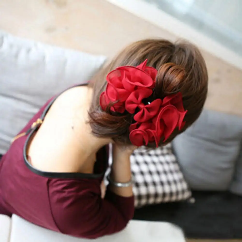 

Модные женские заколки для волос, заколка-Пряжка, головной убор, элегантный цветочный шифоновый зажим для волос, зажим для волос для свадебн...