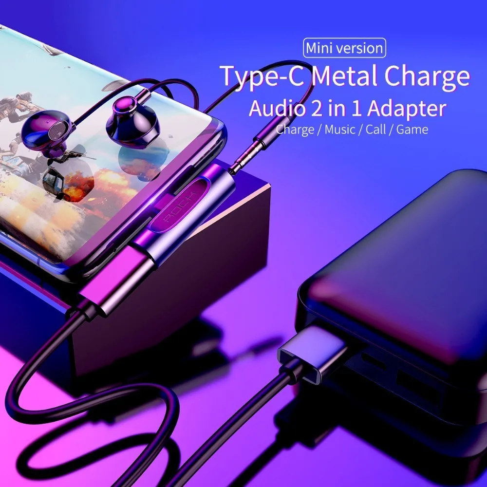 ROCK Metal Тип C до 3,5 мм разъем адаптер для Xiaomi Mi 8 huawei mate 10 20 P20 Pro RS Nubia Z18 type-C OTG USB-C USBC сплиттеры