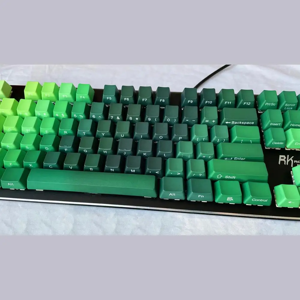 Колпачки клавиш с переключением цвета Зеленый Джунгли PBT 87 108 OEM профиль ANSI ISO