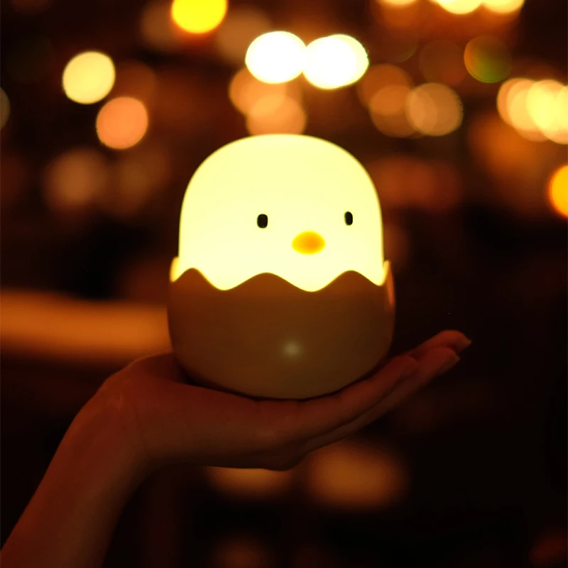 

Светодиодный ночсветильник в виде яичной курицы, силиконовая лампа с USB-зарядкой, декоративный подарок для спальни, прикроватная настольна...
