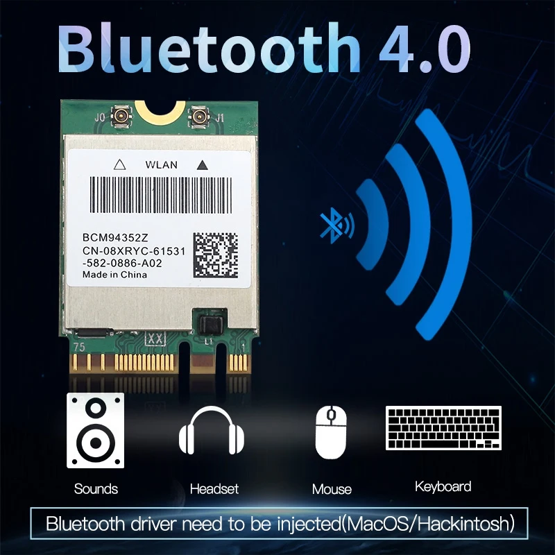 

Wireless BCM94352Z DW1560 WIFI M.2 Card Bluetooth 4.0 1200Mbps 2.4G/5G 802.11Ac Airdrop NGFF Adapter with Screwdriver
