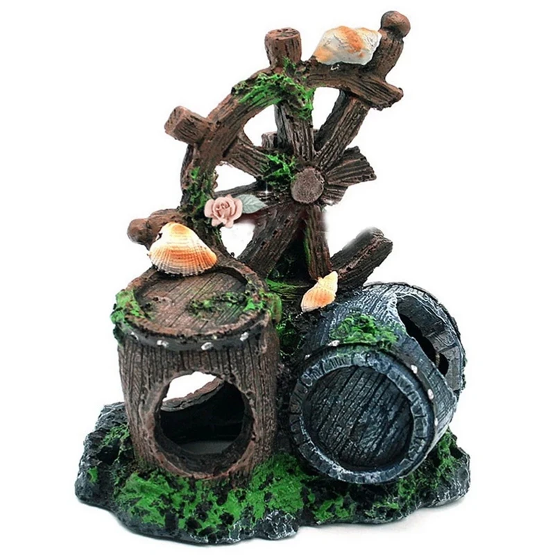 

Аквариум для рыбок украшения Изделия из смолы мини ретро-баррель воспроизведение дом для креветок и рыбы