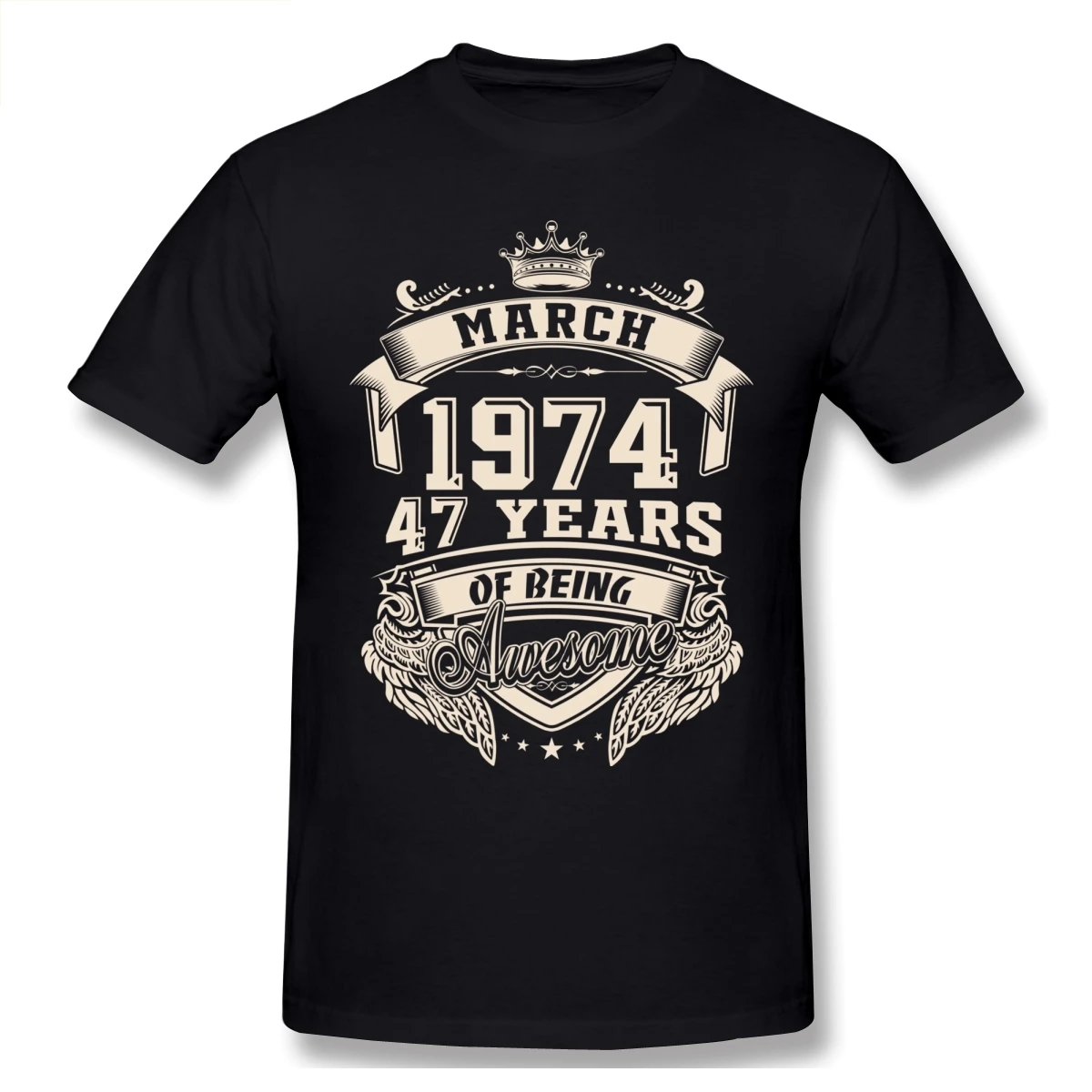 

Custom Logo Born In March 1974 47 Years Of Being Awesome T Shirt Big Size Cotton Crewneck Short Sleeve Custom T Shirts For Men