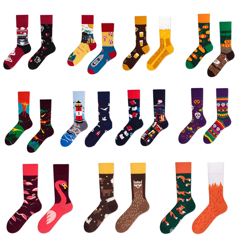 1 пара разноцветных носков из чесаного хлопка женские носки с абстрактным