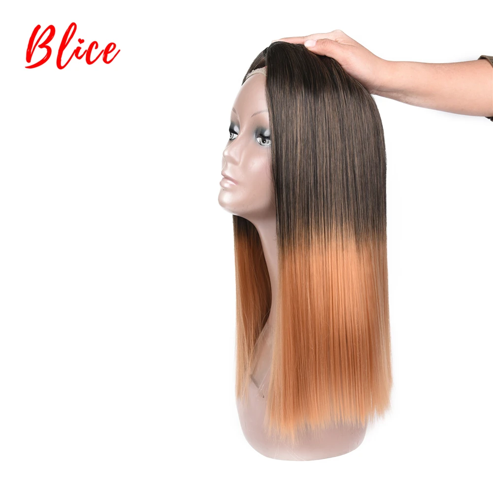 Blice 18-26 дюймов Синтетические волосы для наращивания 1 шт./упак. прядь Yaki прямая завивка Омбре цвет Kanekalon волосы красный серый