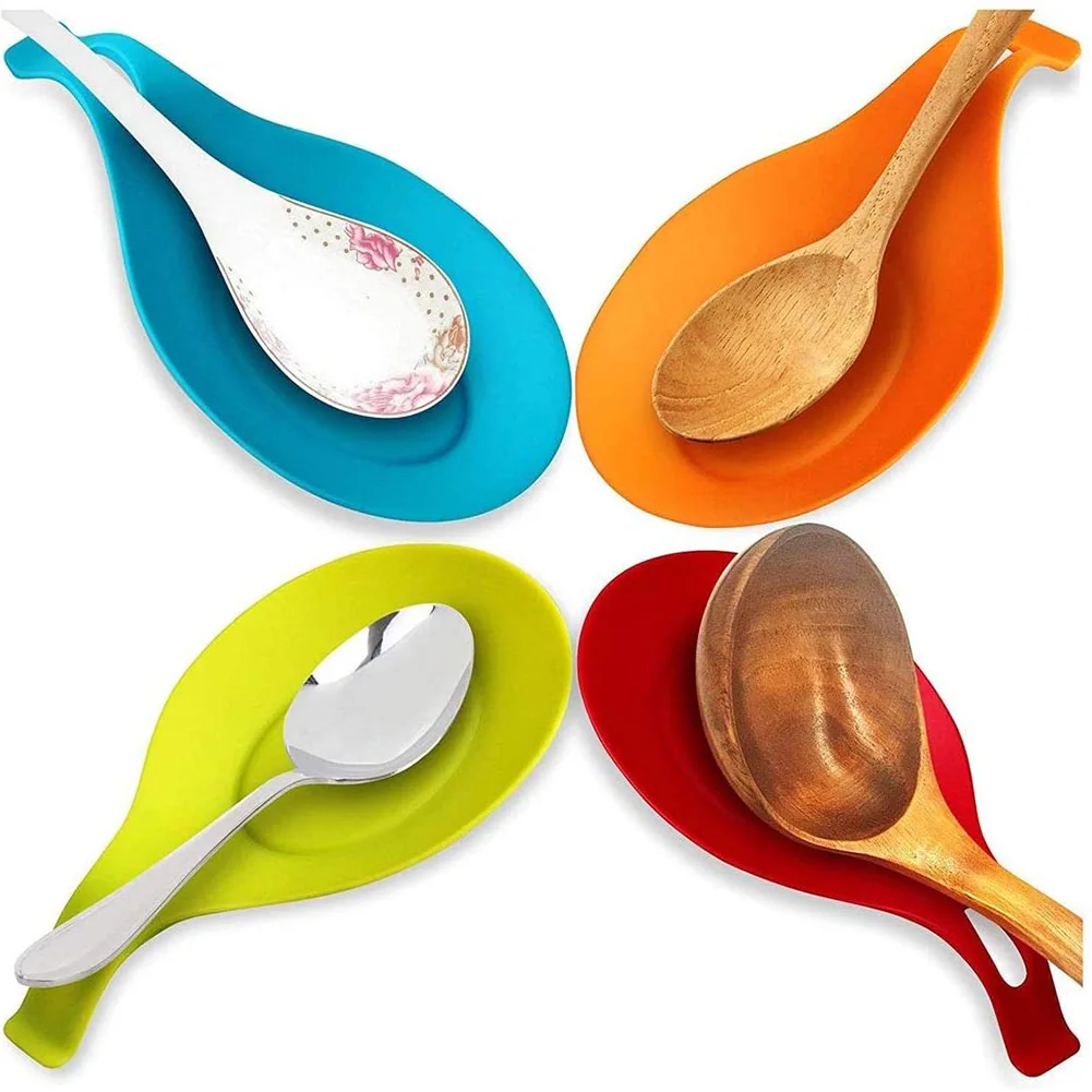 

8pcs Silicone Spoon Insulation Mat Silicone Heat Resistant Placemat Drink Glass Coaster Tray Spoon Pad Kitchen Tool Accessory
