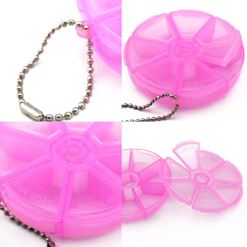 

7 Day Weekly Round Pill Box Medicine Drug Tablet Holder Dispenser Organizer Storage Case Travel Pill Case Splitter Containers