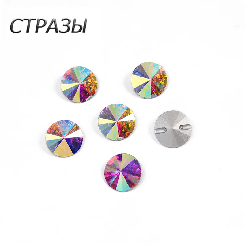 

CTPA3bI 3015 Rivoli Crystal AB Sew On Rhinestones With Holes Pointback Glass Sew OnStone For Garment Bags Shoes Clothes Cratfs