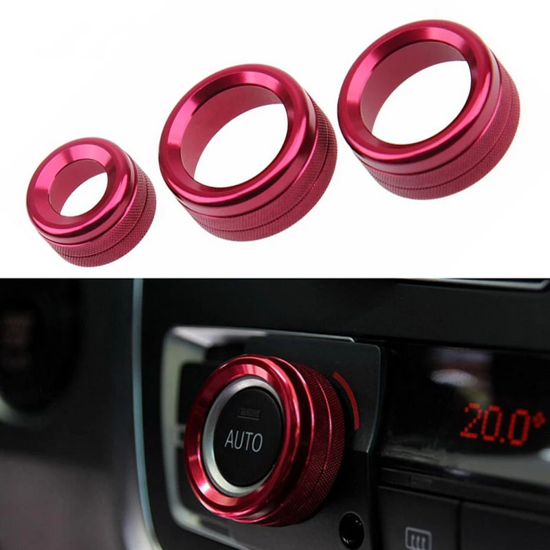 

3Pcs Car Air Conditioner Audio Switch Knob Decoration Cover, for BMW 1234 Series 3GT Knob Decoration Ring Accessories