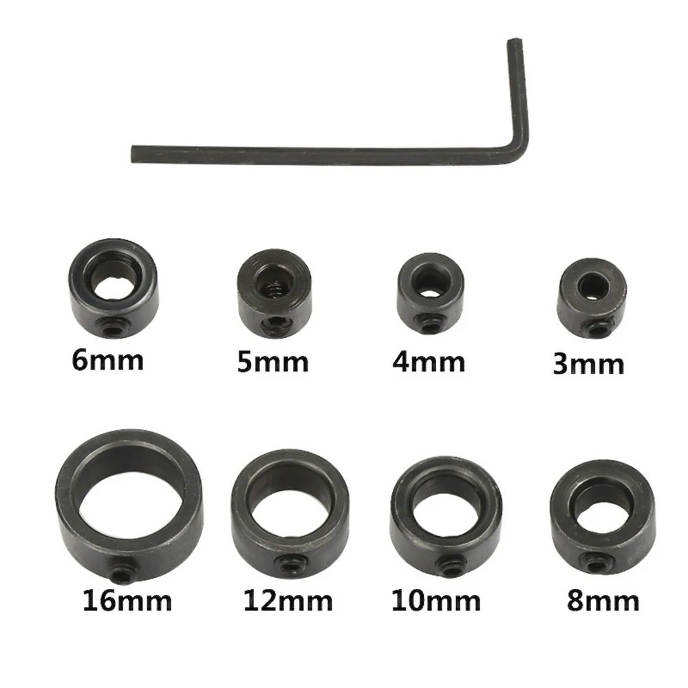

3-12mm Drill Bit Depth Stop Collar Ring Positioner Spacing Ring Locator Woodworking Drill Bit Hex Wrench
