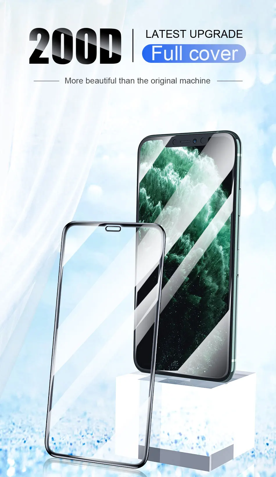 200D изогнутое закаленное стекло для iPhone 11 Pro Max Защитное стекло для iPhone X XS Max XR 6 6s 7 8 Plus 11 защита экрана