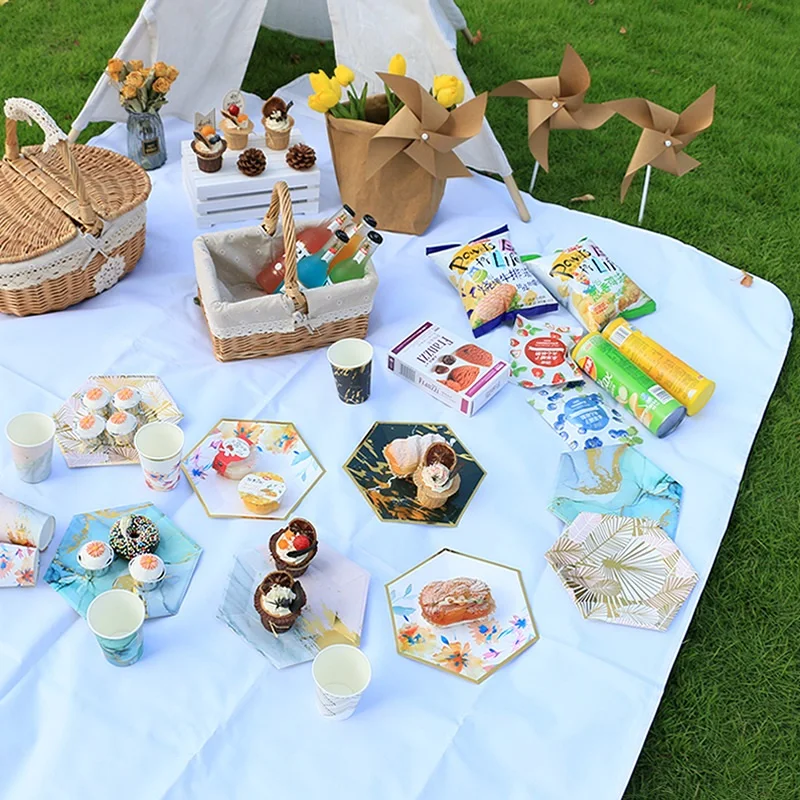 

7" Disposable Meal Wild Wedding Cake Children's Birthday Party Supplies Paper Plate Dessert Table Decoration Tableware Baby