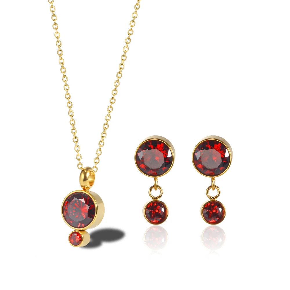 Геометрический двойной круглый циркон кулон ожерелье и серьги гвоздики простой