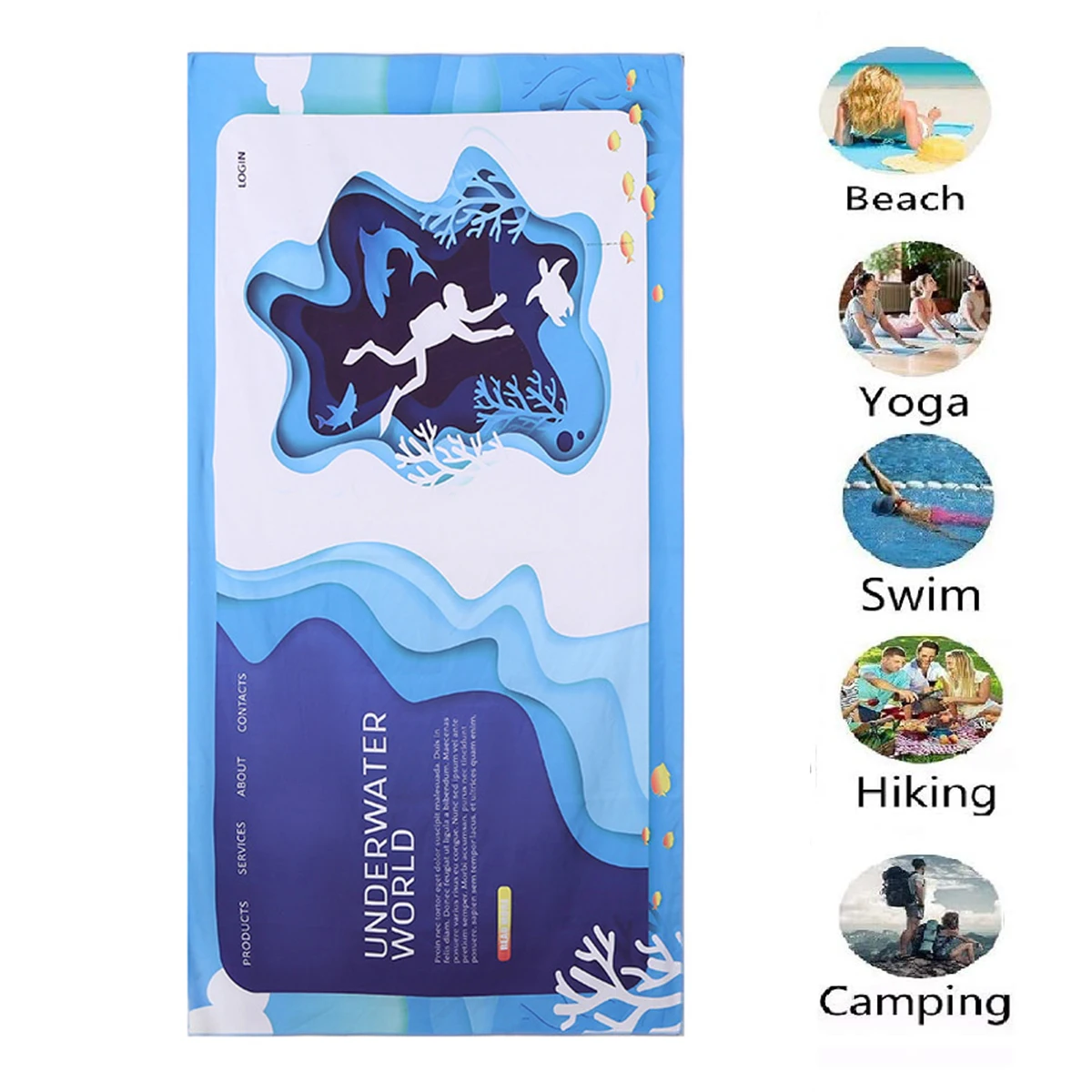 Пляжное полотенце из микрофибры с двусторонней печатью супер впитывающее