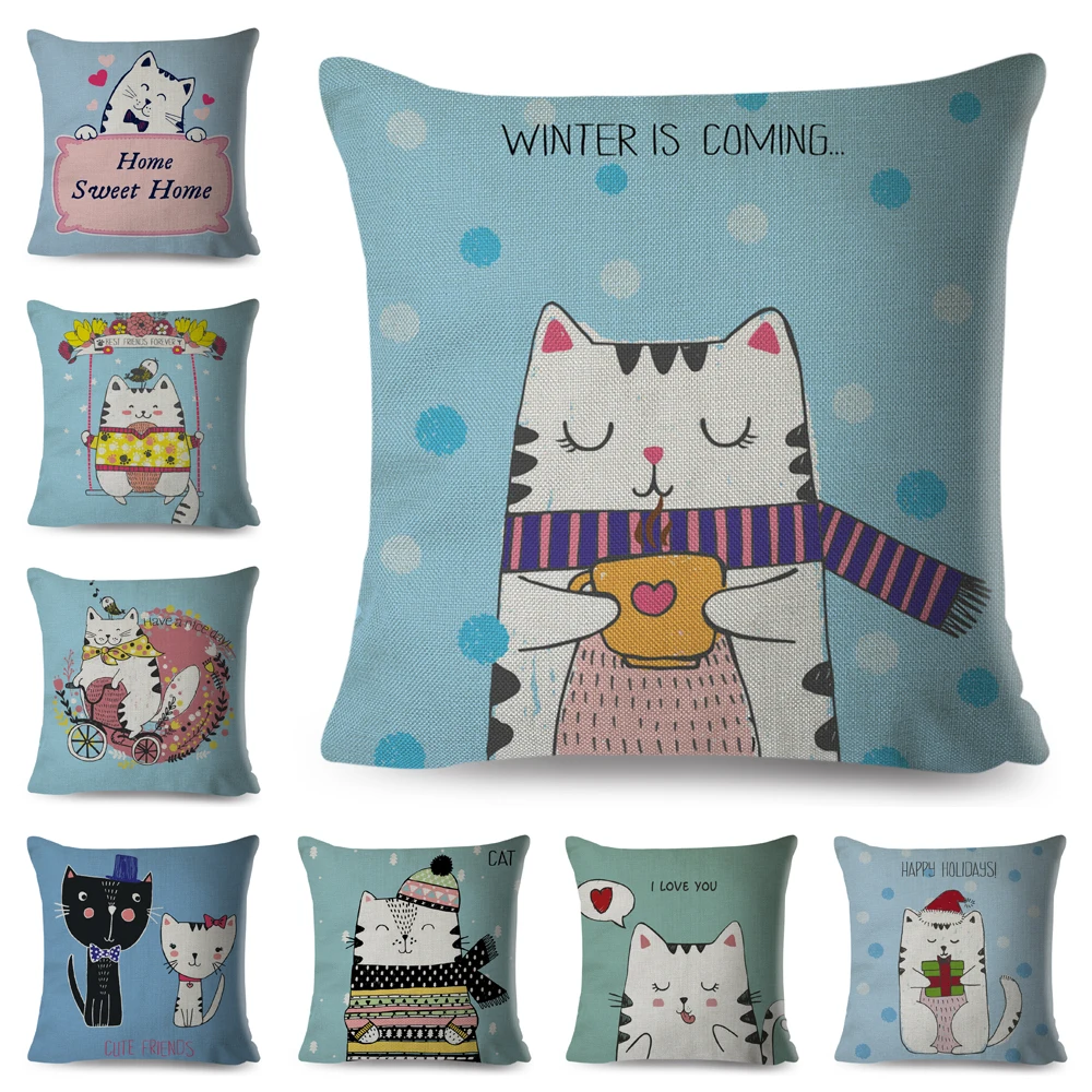 Милый разноцветный чехол для подушки с мультяшными животными декоративный