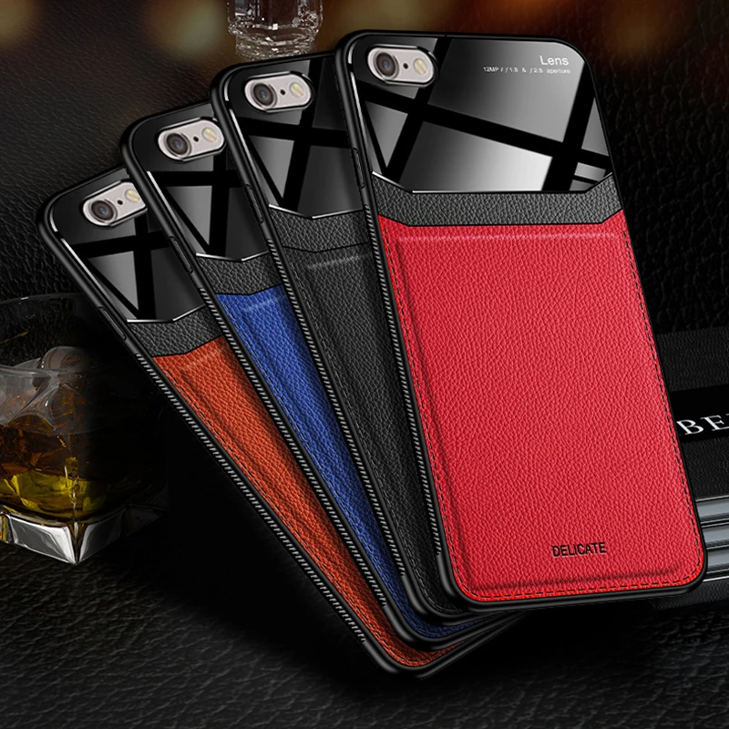 I coque, чехол, чехол, для apple iphone 6 6s s iphone6 plus 6 plus на кожаном зеркальном стекле силиконовый ударопрочный телефон милые чехлы