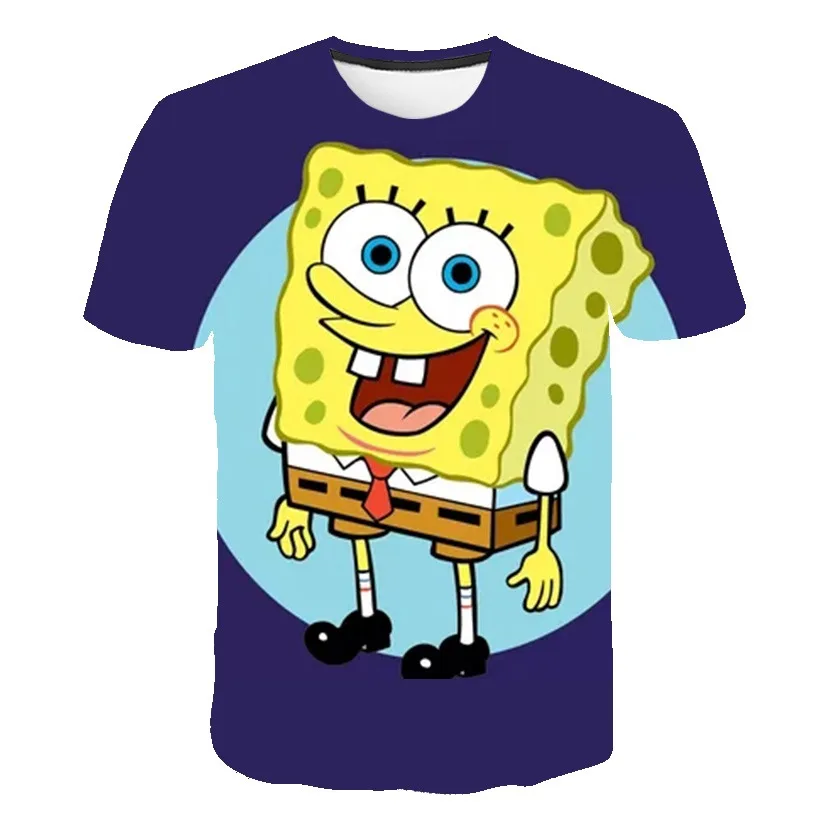 

Лидер продаж, одежда для мальчиков и девочек с 3D принтом из мультфильмов, детская одежда, Классическая футболка с губчатым рисунком из аниме...